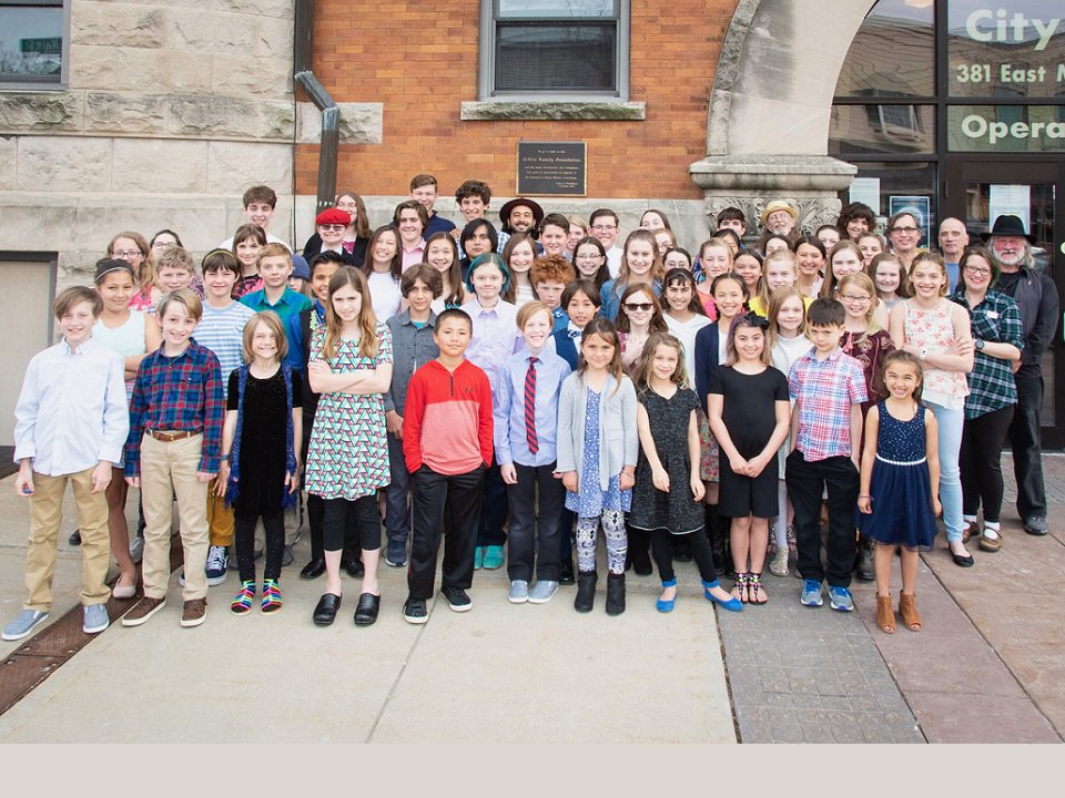 MadFiddle participants in front of Stoughon Opera House.