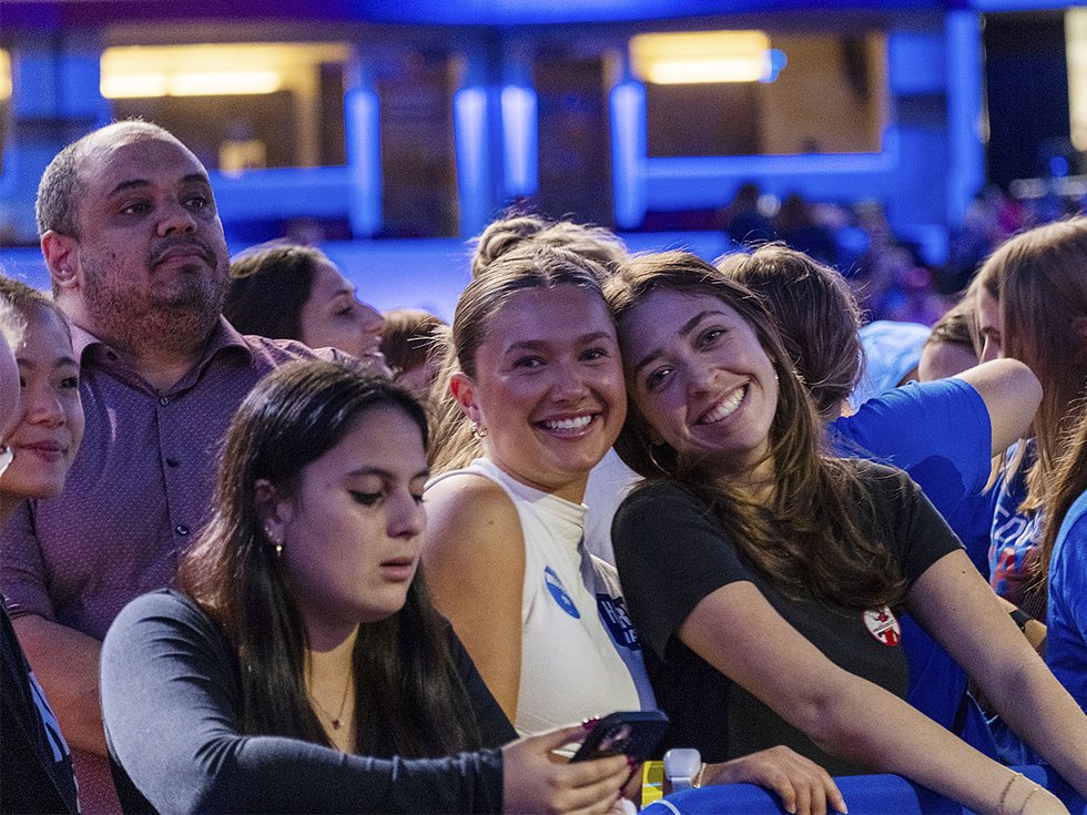 Audience at Kamala Harris rally Oct. 30 at the Alliant Energy Center