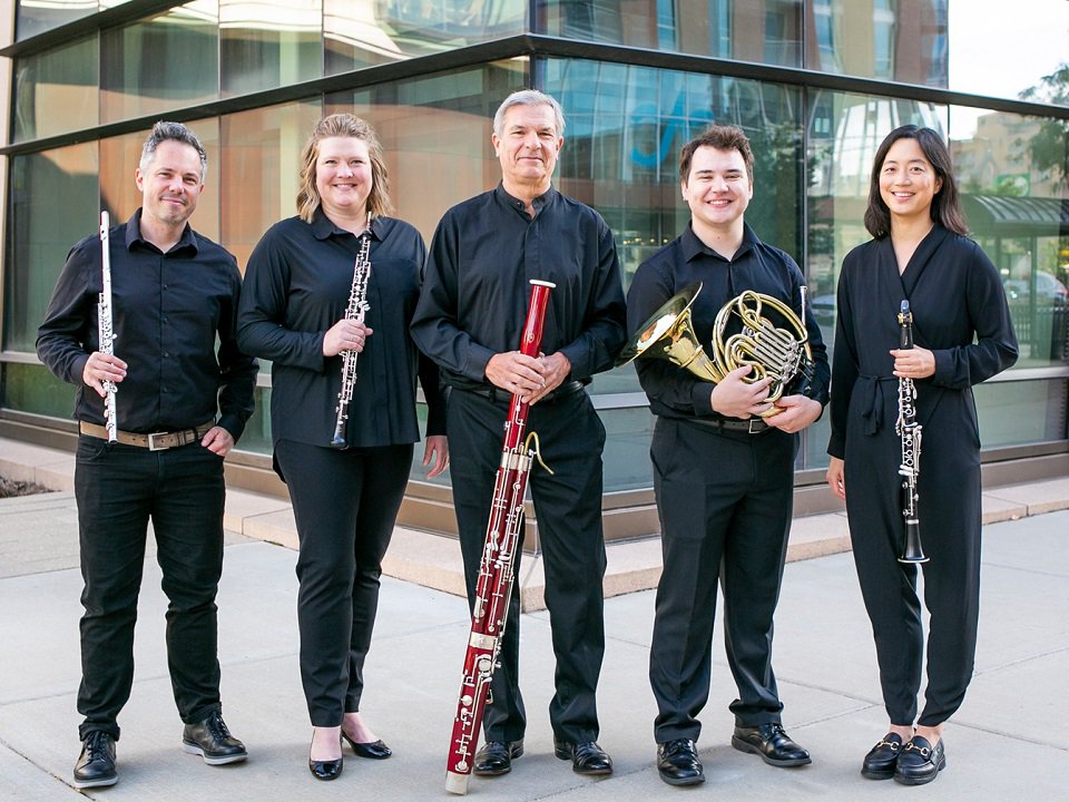 Wingra Wind Quintet and instruments.