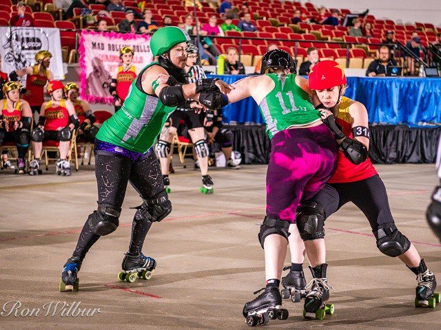 Roller derby action.