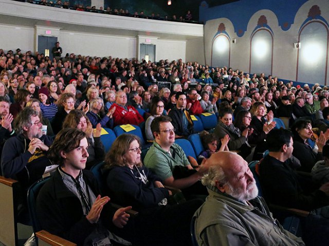 An audience watching a film at the Barrymore.