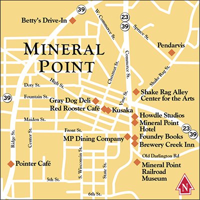 Destination Mineral Point Isthmus Madison Wisconsin   400STMineralPointMap 