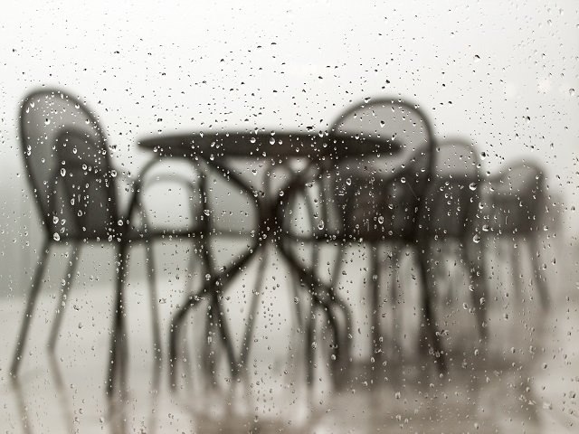 table in rain