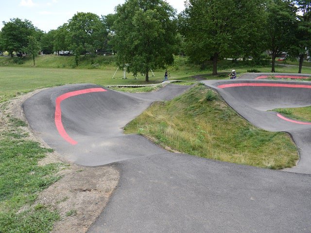 The pump track at Aldo Leopold Park.