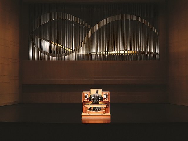 Greg Zelek seated at Overture Center organ.