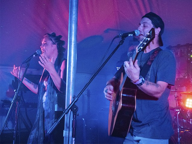 The two members of Earth to Clark on stage.