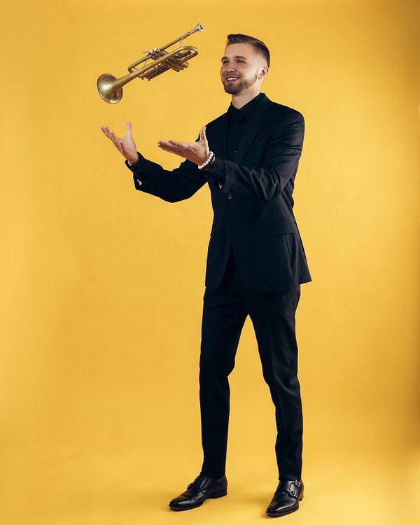 Zachary Finnegan and trumpet.