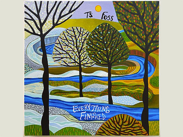 Cover of TS Foss album "Everything Finished" features art of trees and a winding river.