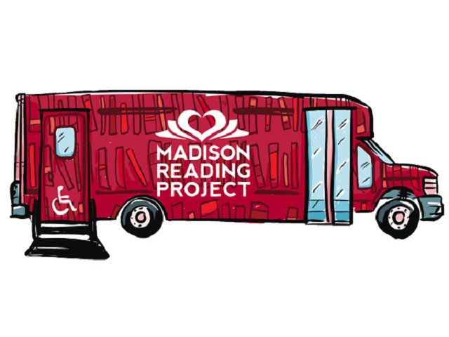 An illustration of the Big Red Reading Bus.