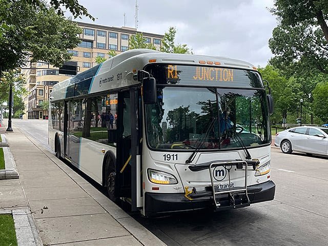 A Madison Metro bus on Capitol Square