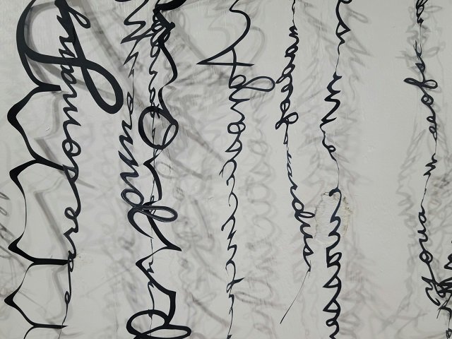An artwork using cursive writing.