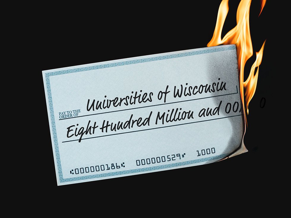 A check to the UW for $800 million catching on fire.