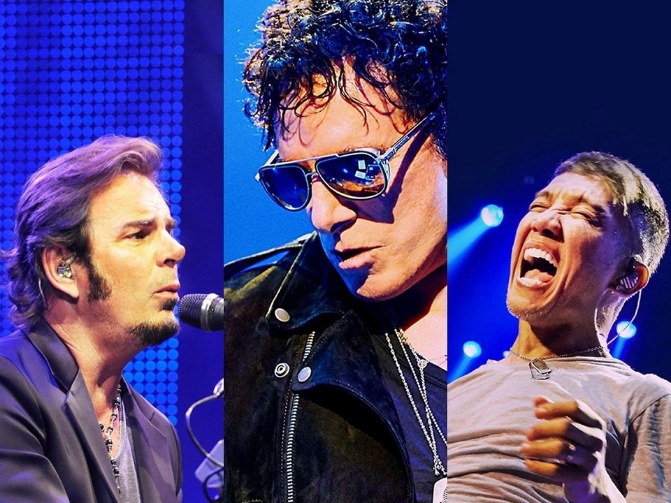 Journey members (from left) Jonathan Cain, Neal Schon and Arnel Pineda.