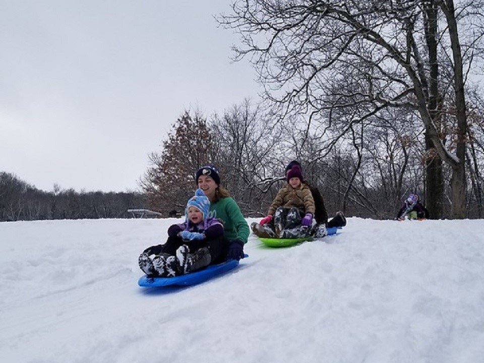 The 2024 Winter Fun Extravaganza features sledding and other activities at Indian Lake County Park.