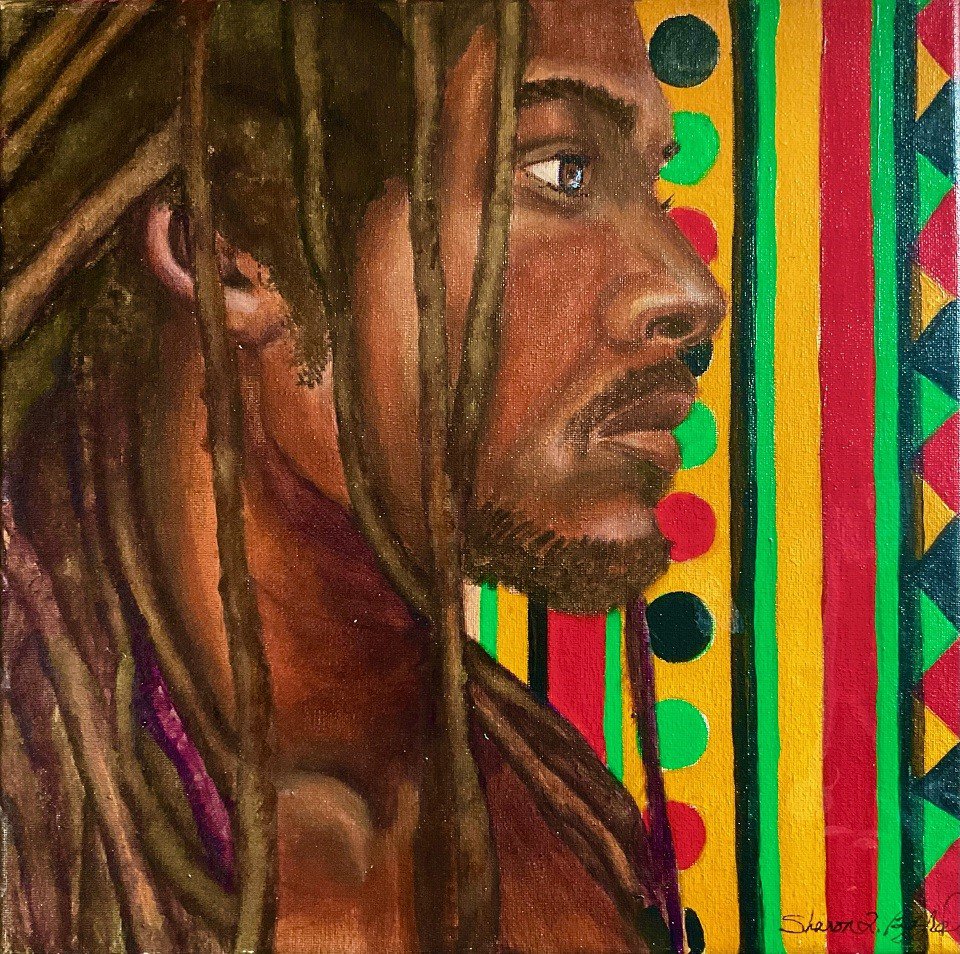 "Loc’ced and Loaded," a painting by Sharon Bjyrd.