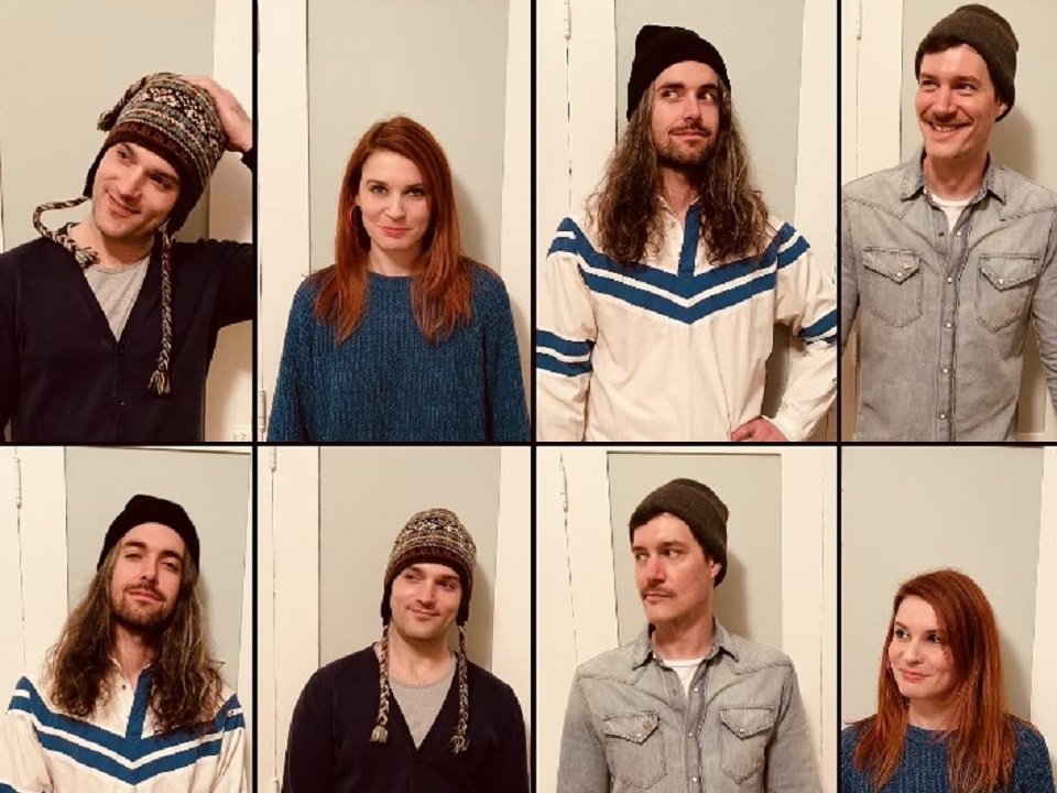 A collage of photos of the band Raddish.