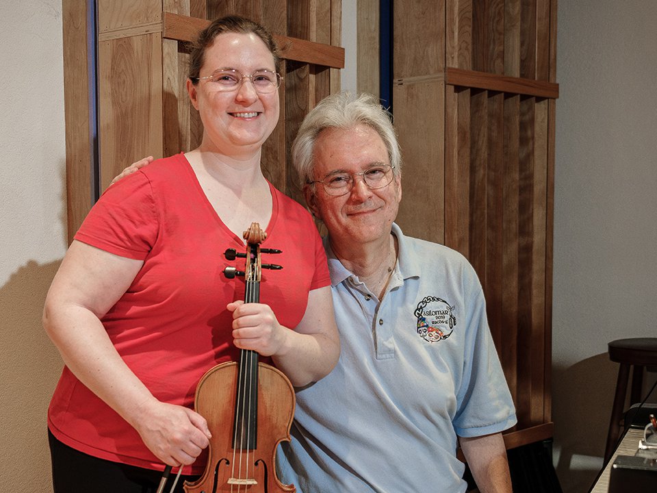 A close-up of Caroline McCaskey and Andy Imbrie.