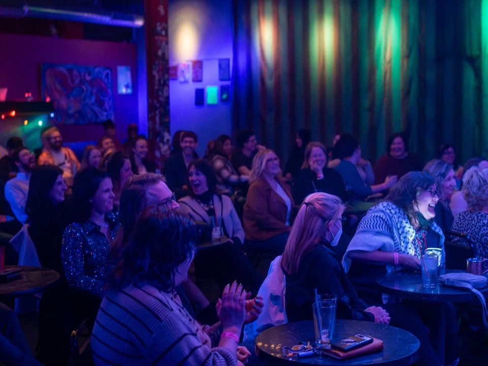 The audience at a past Cheshire Cat Comedy event at Crucible.