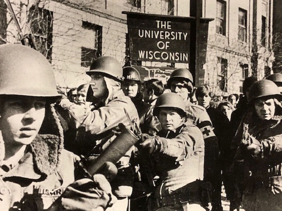 Soldiers on the UW-Madison campus in the 1960s.