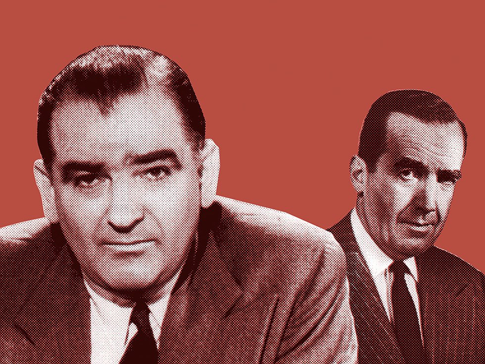Joseph McCarthy (left) and Edward R. Murrow.