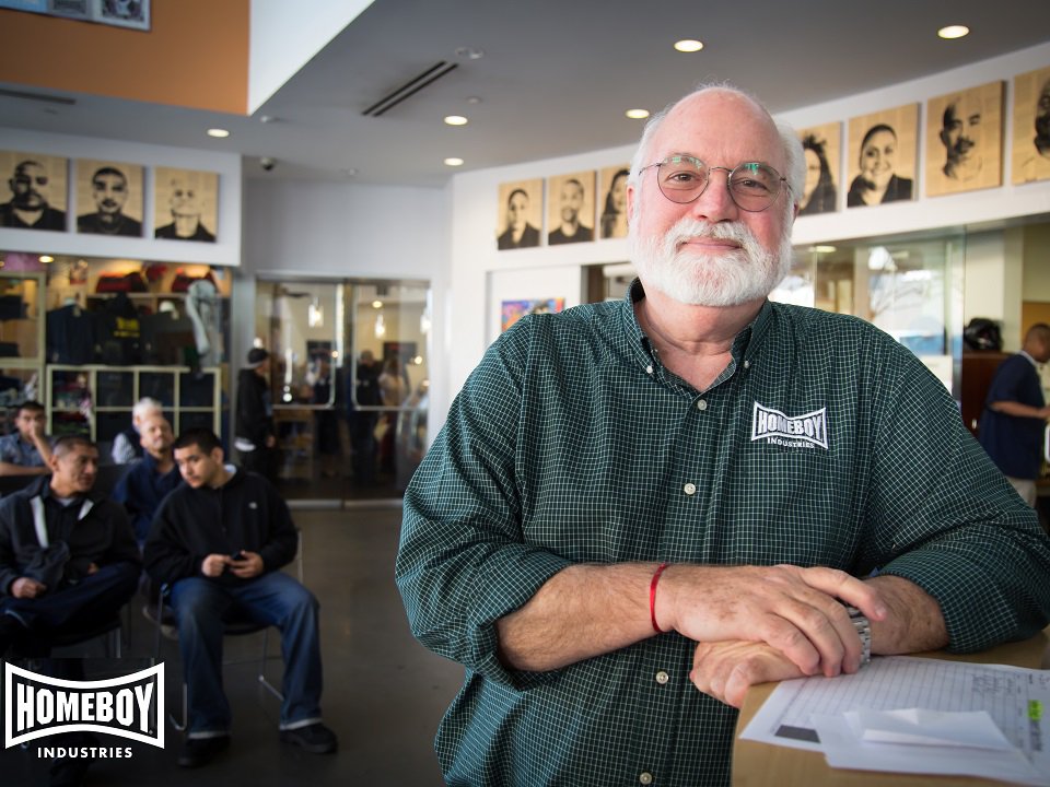 Father Greg Boyle at Homeboy Industries.
