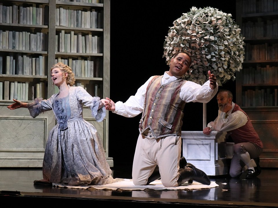 Jeni Houser, Martin Luther Clark and James Ridge (from left) in "Candide."