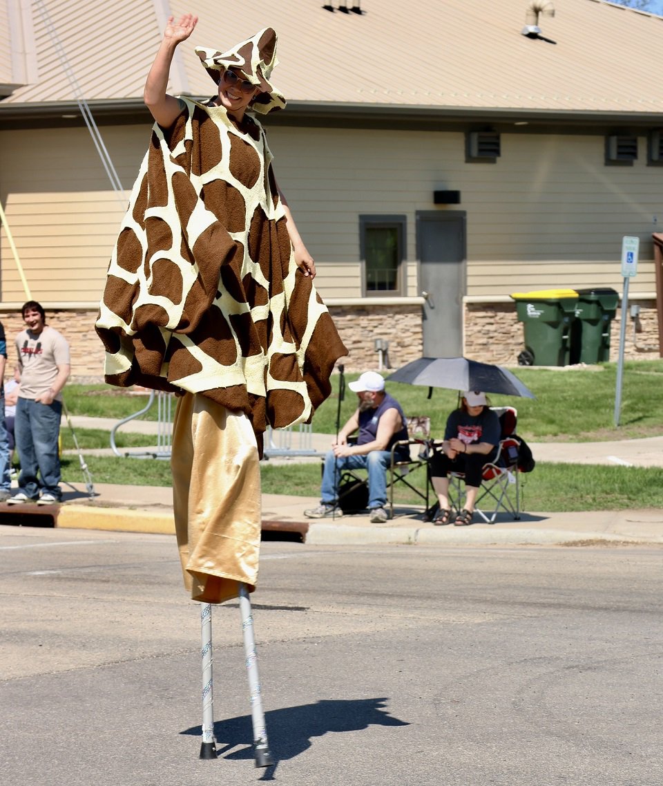 A stilt walker at the 2023 Morel Mushroom Festival in Muscoda.