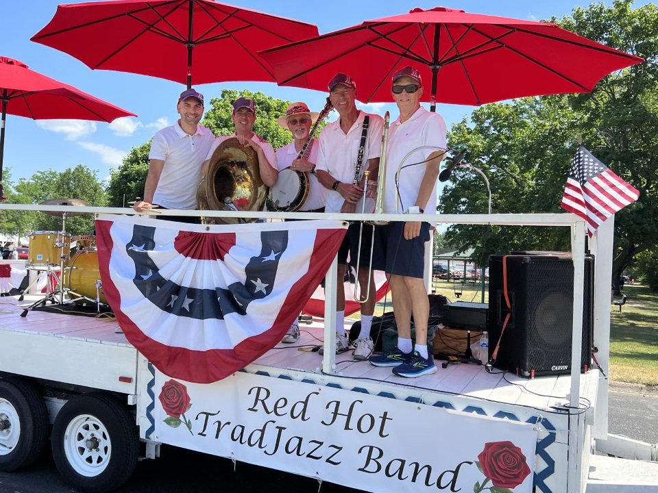 The Red Hot TradJazz Band on a trailer.