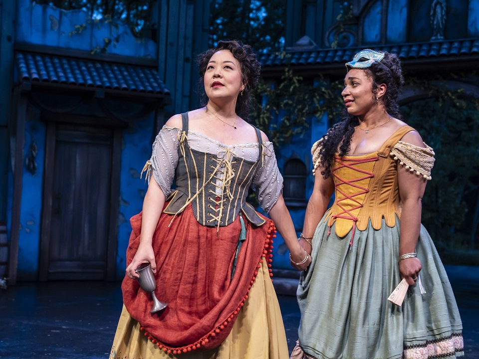 Jessica Ko and Samantha Newcomb (from left) in "Much Ado About Nothing."