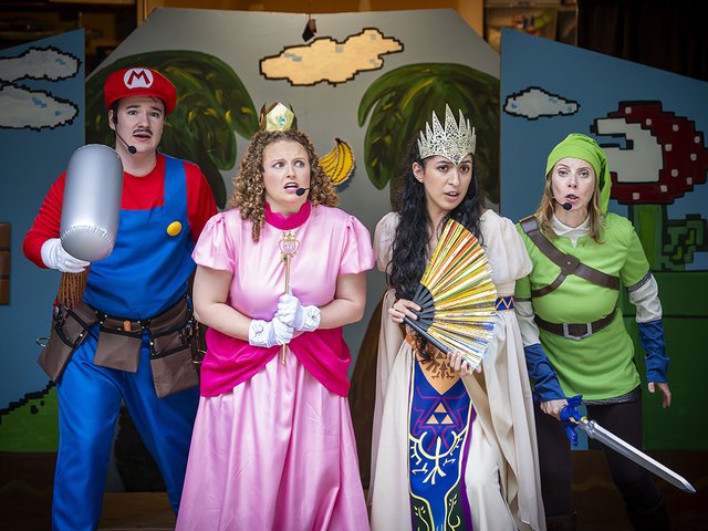 Cast members of 8 Bit Opera dressed like video game characters.