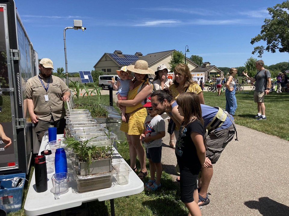 A rainfall simulator display at the 2022 Environmental Fun Fair.