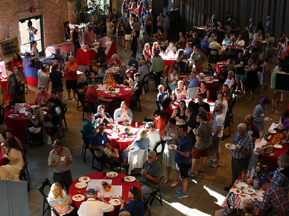 Diners at the 2023 Sips and Slices event.