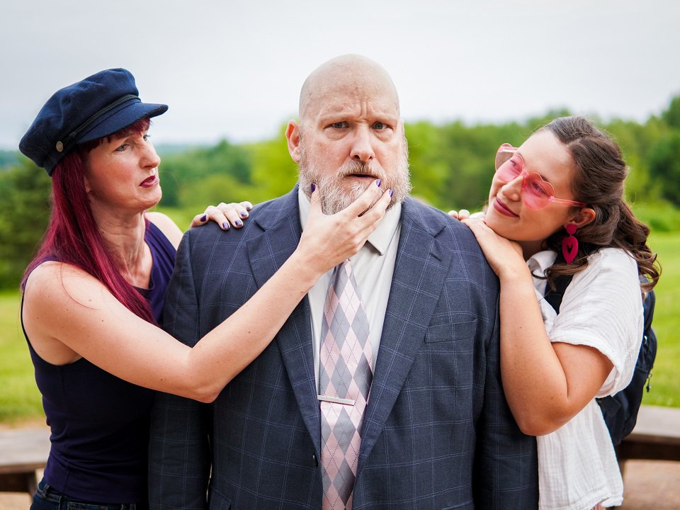 Laura Kochanowski, Travis Bedard and Emma Hinker (from left) in "Love's Labour's Lost."