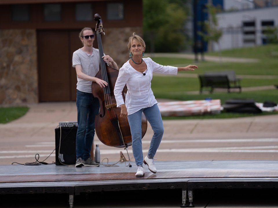 A Katherine Kramer Projects tap performance at the 2022 Shifting Gears Bike Path Dance Festival.