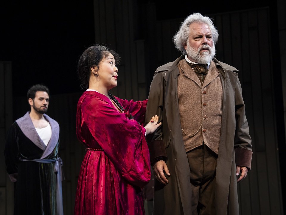 Ronald Román-Meléndez, Jessica Ko and Brian Mani in "King Lear."