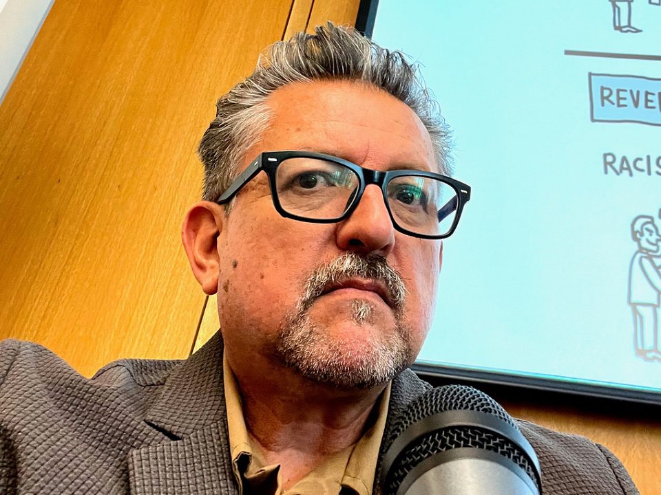 A close-up of Lalo Alcaraz.