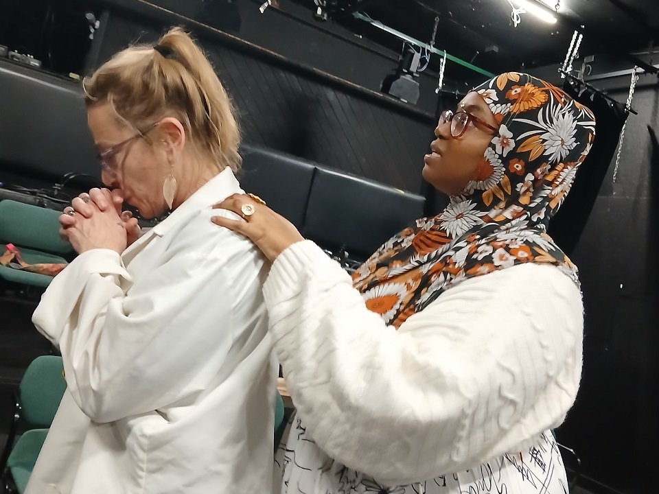 Jessica Jane Witham (left) and Hawa Bah in "The God Cluster: A Queer Pandemic Revenge Tragedy."