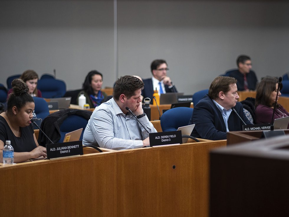 Members of the Madison city council in deliberations on Nov. 12.