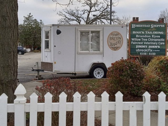 The Far Breton Bakery trailer outside Homestead Shoppes.