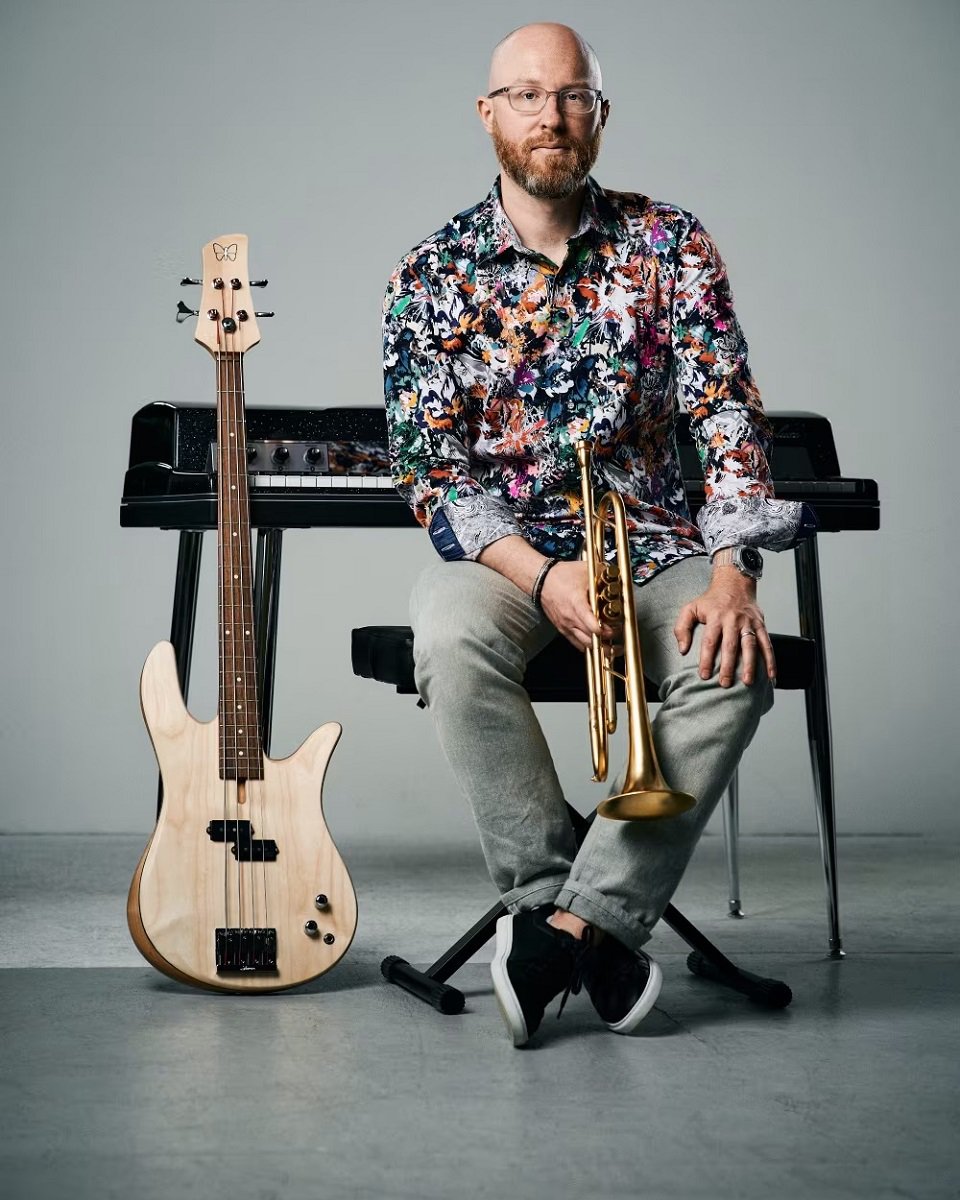 Adam Czerepinski with bass, electric piano and trumpet.