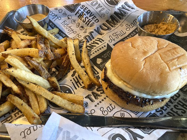 The Longtable burger at Longtable Beer Cafe.