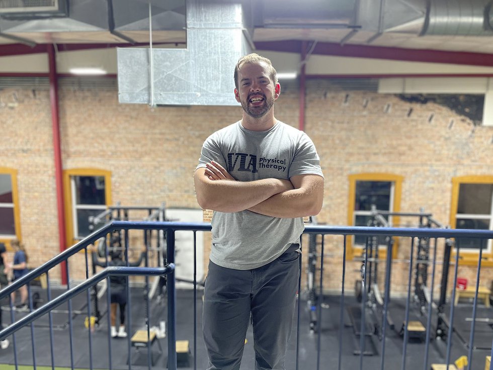 Physical therapist Matt Ellison upstairs at Ford's Gym.