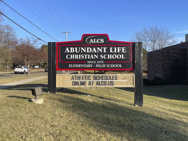 The sign outside Abundant Life Christian School.